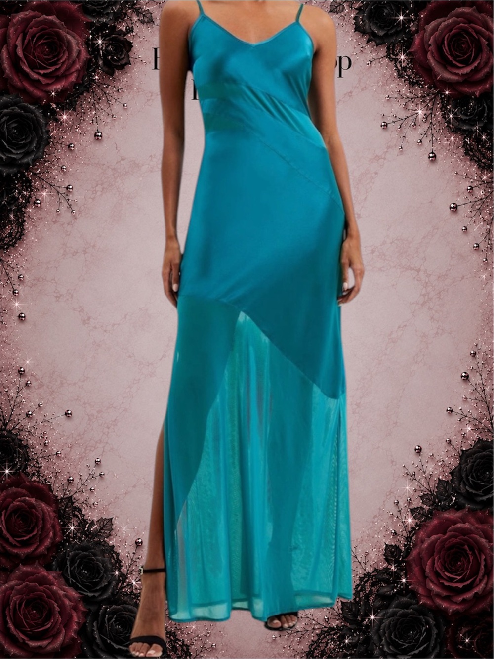 New French Connection Inu Satin & Mesh Slipdress